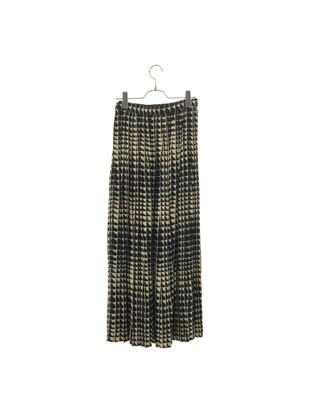 Celine Rayon All Over Pattern Pleated Skirt 36 Black Beige - Picture 5 of 8